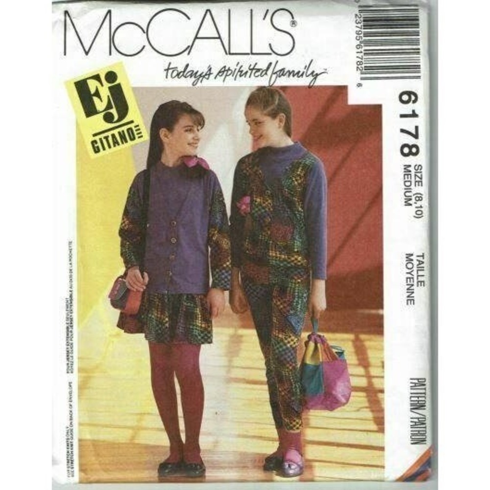 McCalls Sewing Pattern 6178 Girls Cardigan Vest Top Skirt Leggings Size 8 10